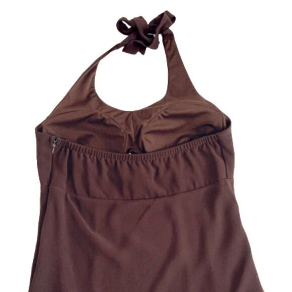 Componix Dress Petite Brown Tiered Halter Chiffon Dressy Dress Size 12P - Picture 8 of 10